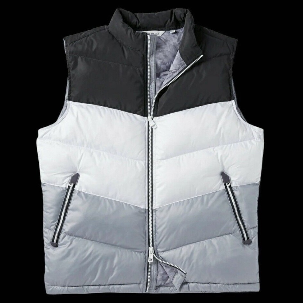 NEW Peter Millar Crown Puffer Ski Mens XL Colorblock Vest Black Gray $298